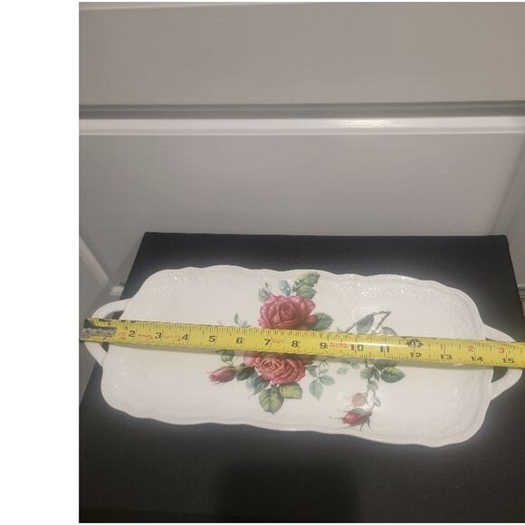 Godinger & Co Rose Tray Dinner Serveware Multi-use Display White Pink - Picture 6 of 8